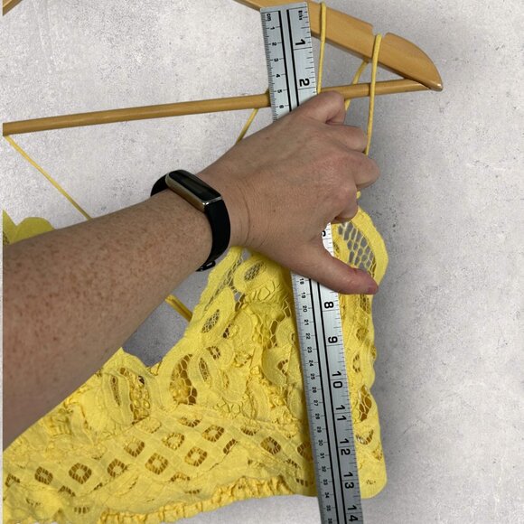 Free People Adella Yellow Bralette Size Medium Lace Bohemian Bra Crochet Y2K Top - Picture 10 of 13